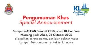 No KL Car Free Morning this Sunday – ASEAN Summit