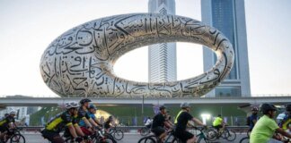 Thousands of bicycles rode on Dubai's busiest highway as part of a fitness challenge