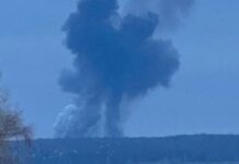A large plume of smoke rose in the village of Grafovka near Belgorod after a probable shelling