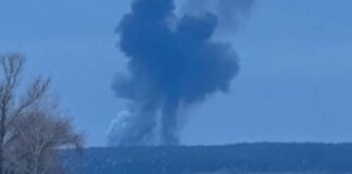 A large plume of smoke rose in the village of Grafovka near Belgorod after a probable shelling