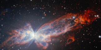 The Gemini South Telescope in Chile has unveiled a stunning new photo of a 'cosmic butterfly'