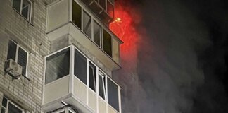 Missile strike on Vyshhorod: rescuers released footage of a fire in a high-rise building