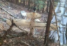 Unknown drone with a parachute found in a forest in Romania