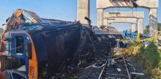 Crane collapses on train in Thailand: 22 dead