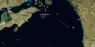 Traffic appears to halt in the Strait of Hormuz