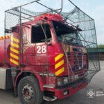 Occupants hit a fire truck with a drone, wounding a 23-year-old rescuer