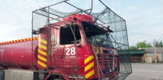 Occupants hit a fire truck with a drone, wounding a 23-year-old rescuer