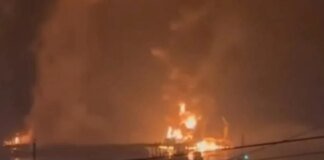 Oil terminal in Novorossiysk port on fire following overnight drone attack in Russia